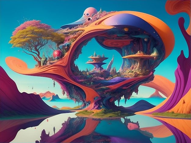 A surreal colorful world background