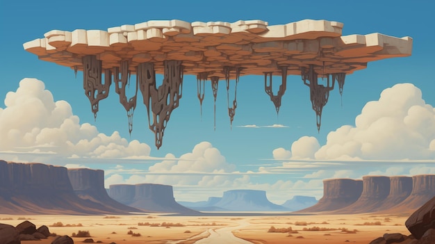 Photo surreal desert landscape digital concept illustration painting