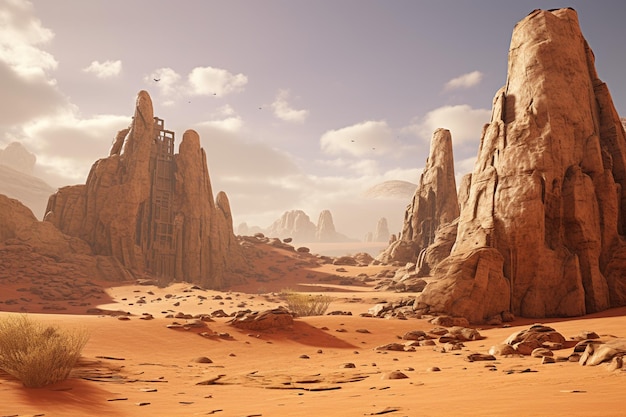 Uma paisagem surreal de deserto onde a areia movediça 00494 00