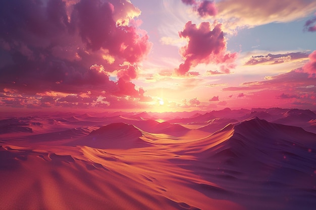 Photo surreal desert landscape with towering sand dunes