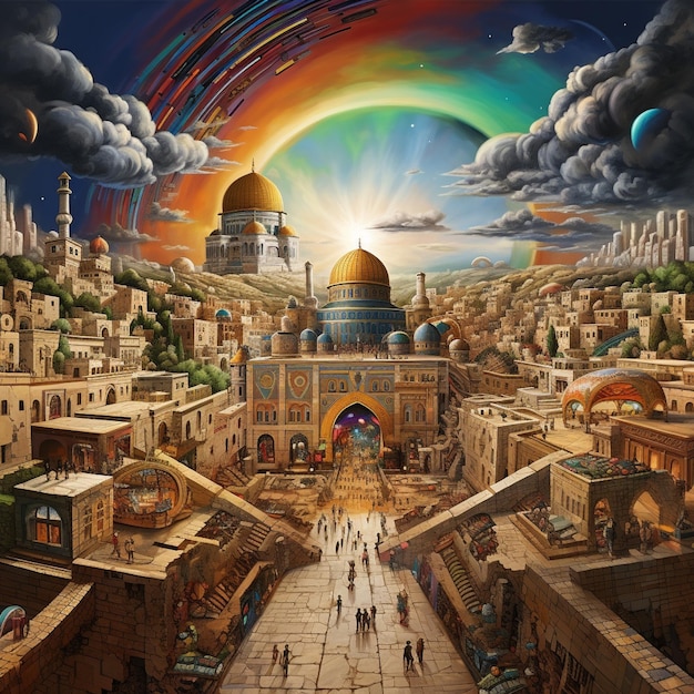 Переосмысление сюрреалистического и фантастического городского пейзажа Иерусалима