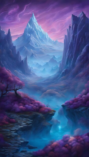 超現実的な浮遊山々のファンタジー風景の壁紙