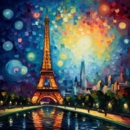 Premium AI Image Surreal Fusion Of Parisian Landmarks And Famous Art 