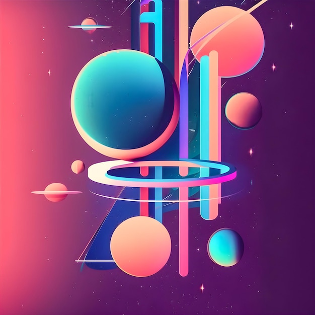 Surreal geometric figures trendy future background