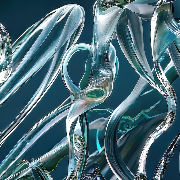 Surreal Glass Figure with Wavy Reflections and Creative Design