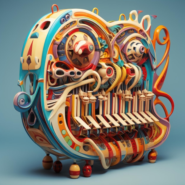 Surreal glockenspiel with surrealistic patterns