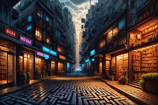A surreal illustration of a city with streets that form a maze