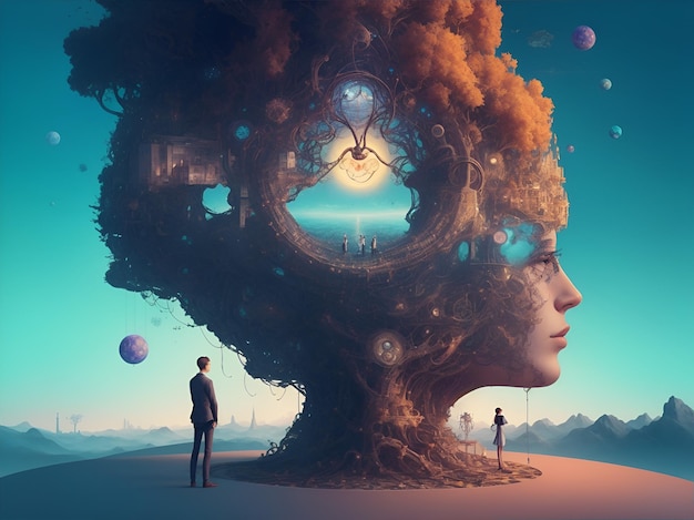 Surreal illustration human mind