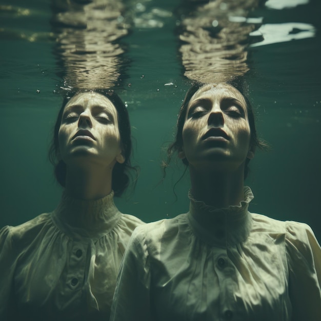 Foto immagini surreali di una donna sott'acqua