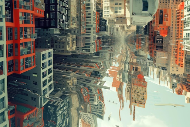 Photo surreal interpretation of the internet as a physical cityscape