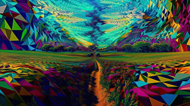 Photo surreal journey through the chromatic plains