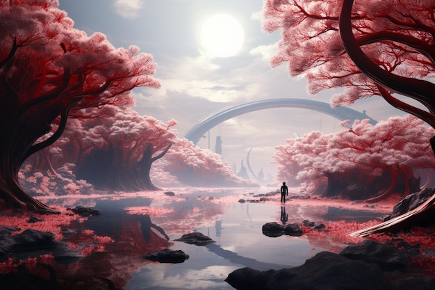 Surreal landscape photography creating dreamlike Generative ai