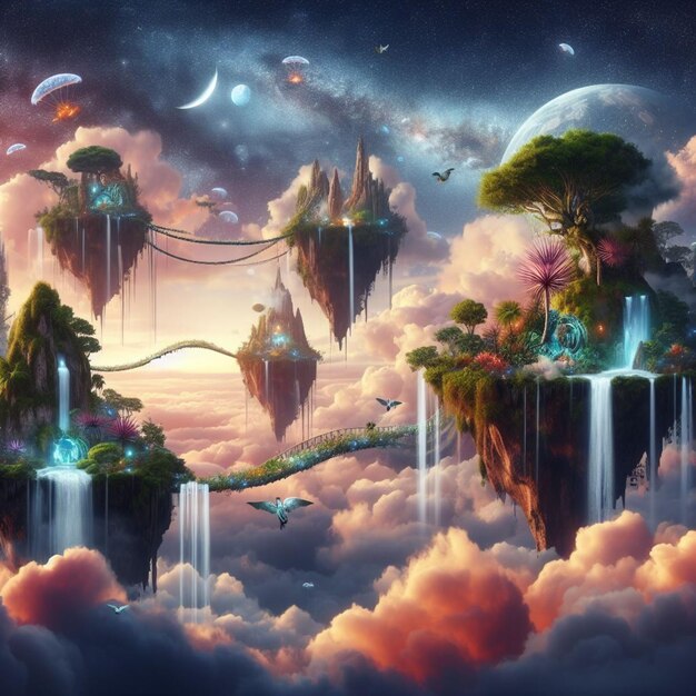 A Surreal Landscape with Floating Islands