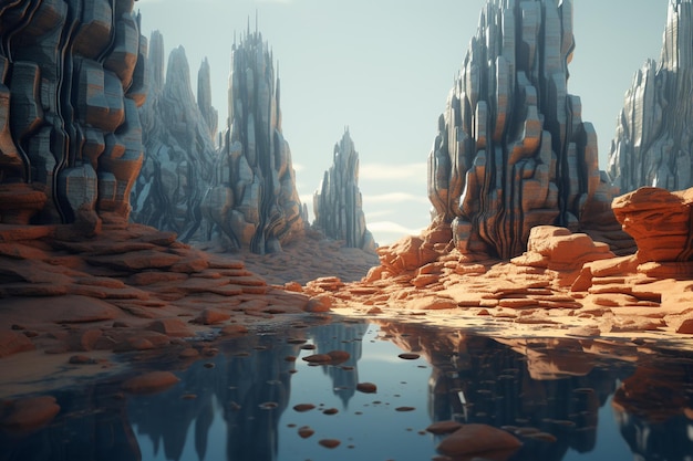 A surreal landscape with otherworldly geometric ro 00512 00