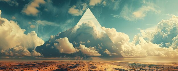 Surreal landscape with a white triangle