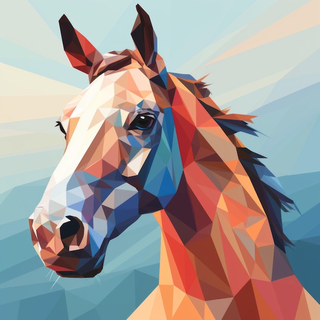 Сюрреалистический портрет лошади в прецизионистском векторном стиле
