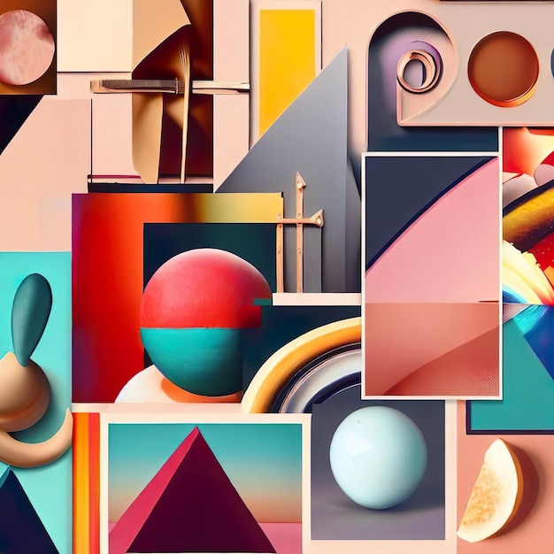 surreal moodboard geometric shapes