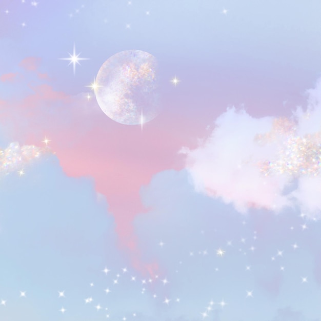 スーレアルな月背景 png 美学的な輝く空の透明なデザイン
