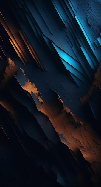 A surreal mountain landscape with a blue glow