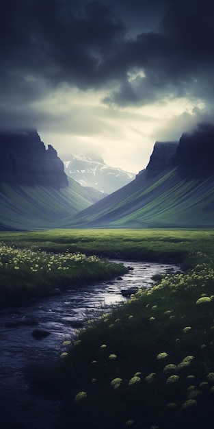 Surreal Mountain Valley Landscape By Alexjrn Paulsson