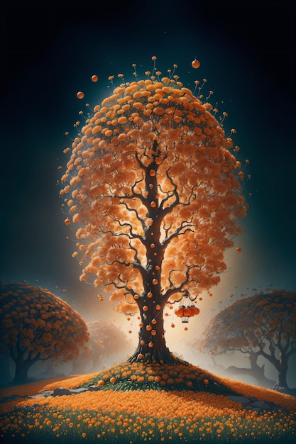 Surreal Orange tree