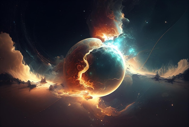 Сюрреалистичная картина Фантастический мир Обширная вселенная Облака песчаные горы небо Генеративный ИИ