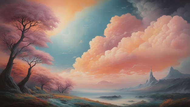 Photo surreal pastel color artwork view