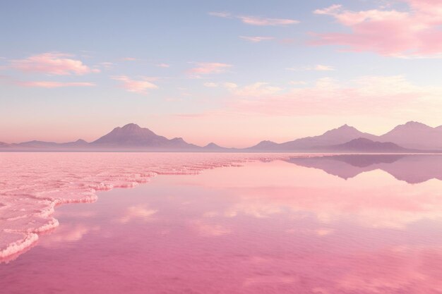 Foto surrealista rosa lago salato spa generare ai