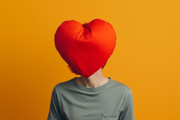 Photo a surreal portrait of a person with a head shaped like a heart generative ai