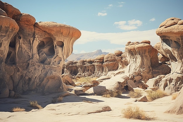 Surreal rock formations in a desert wilderness