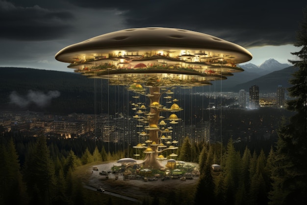 Surreal Skyscraping Serenity Exploring the Prismatic Wonderlore of the Sequoia Cityscape