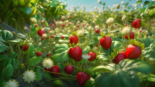 Surreal strawberry landscape Generative AI