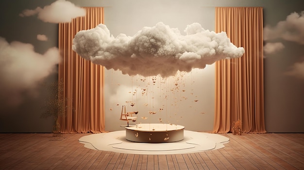 Photo a surreal studio scene with a floating podium