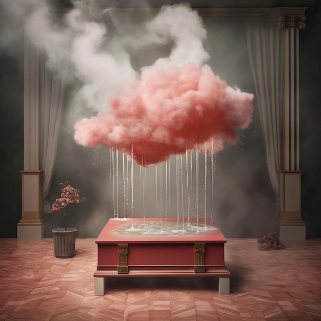 Photo a surreal studio scene with a floating podium