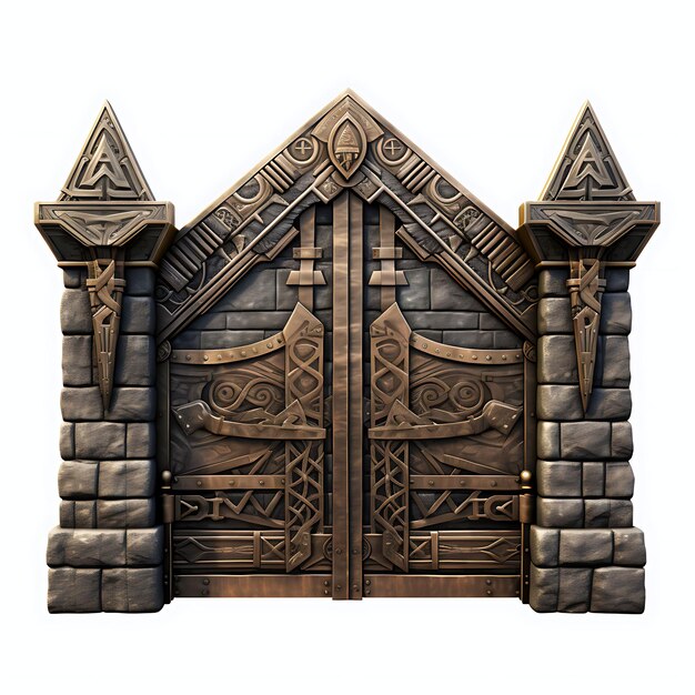 Surreal Style of Barbican Gate With Arrowhead Motif Design Consists of a Fort creative idea design