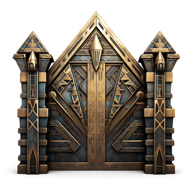 Surreal Style of Barbican Gate With Arrowhead Motif Design Consists of a Fort creative idea design