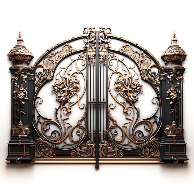 Surreal Style of Double Swing Gate With Floral Motif Design Consists of Two L creative idea design