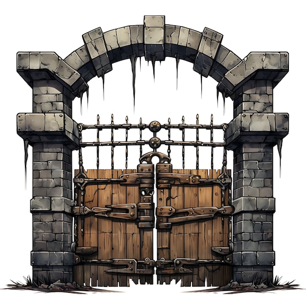 Surreal Style of Dungeon Gate With Chain Link Design Consists of a Heavy Port creative idea design