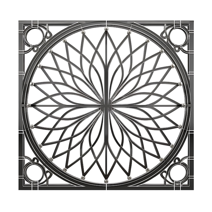 Photo surreal style of folding gate with circular lattice design composed of steel creative idea design
