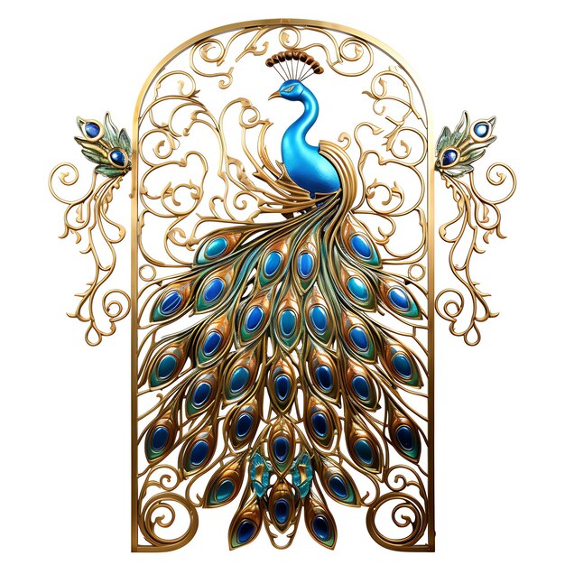 Surreal Style of Hinged Gate With Peacock Design Consists of a Single Leaf Br creative idea design