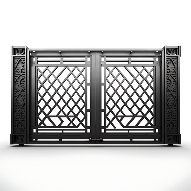Photo surreal style of sliding gate with geometric grid design constructed with iro creative idea design