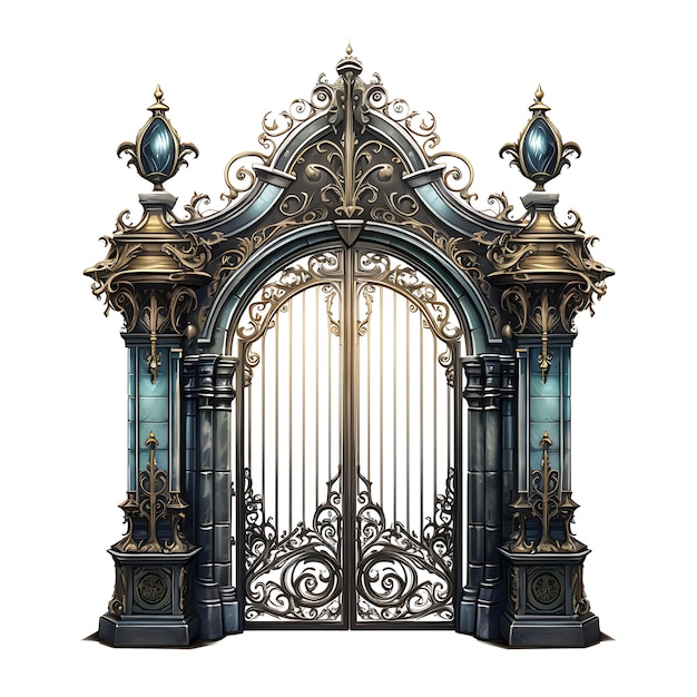 Photo surreal style of turret gate with vine scroll design consists of a round arch creative idea design