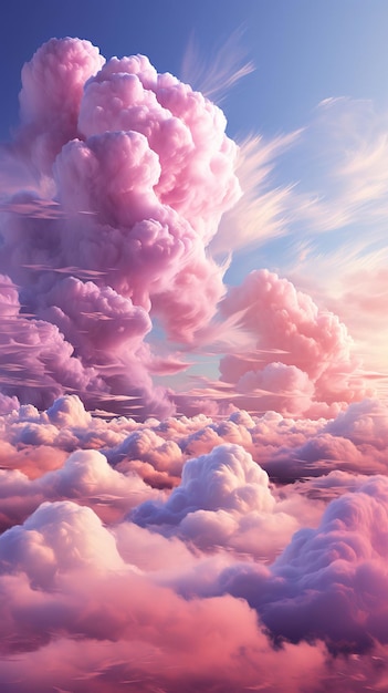 Сюрреалистический закат над горным хребтом с розовыми и фиолетовыми облаками