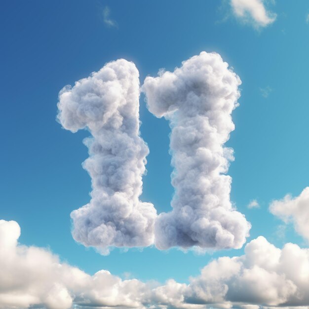 Сюрреалистический символизм 3d облака, формирующие число семнадцать