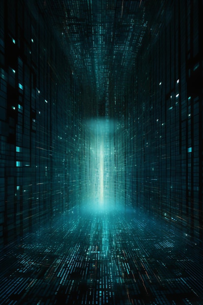 Surreal tech background with lighteffects in a matrix world scifi cyberpunk