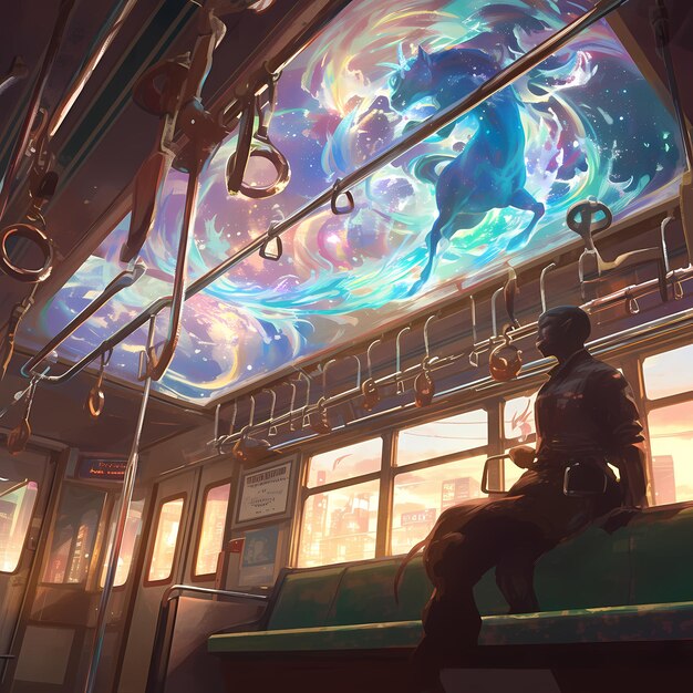 Surreal Train Ceiling Mural