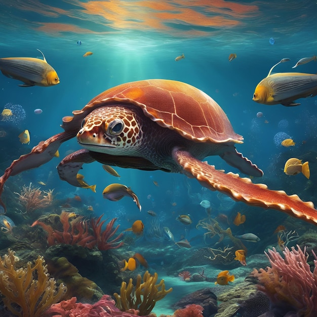 Surreal underwater worlds inhabited by fantastical sea creatures