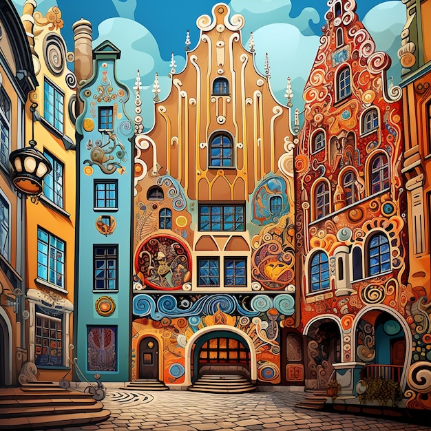 Surreal Vision of Riga Living Art Nouveau Buildings and Animated Central Market