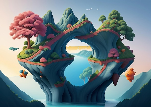 Surrealism background with a beautiful blend of colors