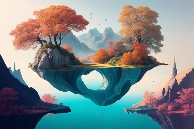 Photo surrealism background with a beautiful blend of colors